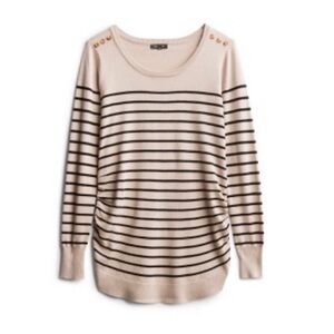 Lety & Me •Patton Button detail sweater•Size M•Black and Tan striped•